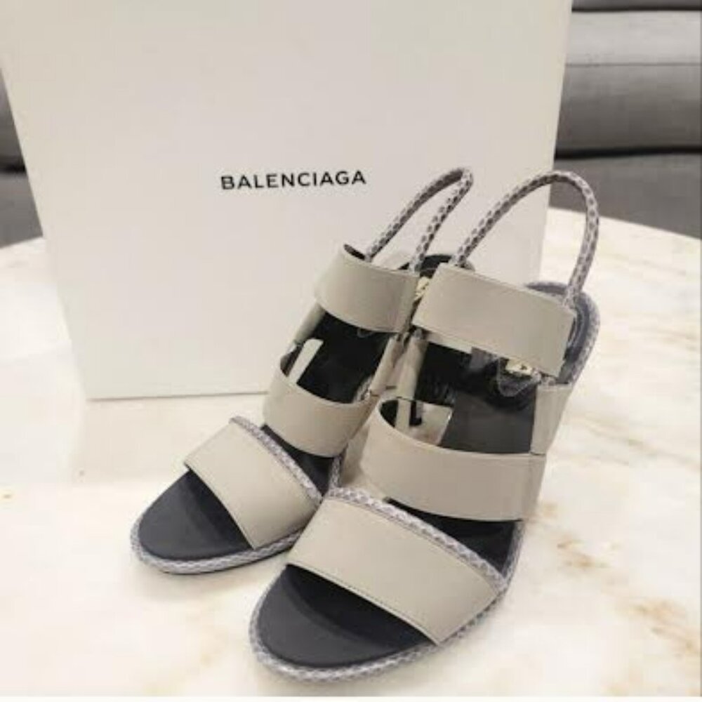 Balenciaga Elastic Grey Heel Sandal